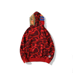 Bathing Shark print Hoodie Camouflage Shark Tiger Head Double Hat Sweater