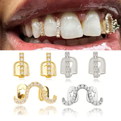 Grillz Hip-Hop Rock Hip Hop Zirconium Trim Braces TeethGrillz Real Gold Plating