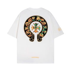 CHH  Heart T Shirts Cross Color Printed Short Sleeve T-Shirt Loose