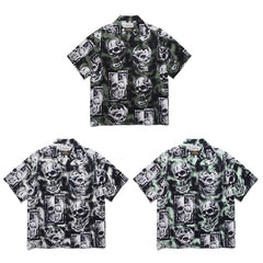 GUILTYPARTIES TIGER Shirts 56 TATTOO STUDIO Skull Ghost Hawaiian Short Sleeve Shirt