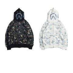 Bathing Shark print Hoodie Luminous Star Print Jacket