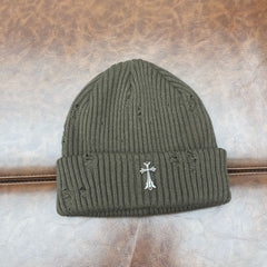 CHH  Heart Beanie Knitted Hat Women's Thick Wool Hat Cross Cold Hat