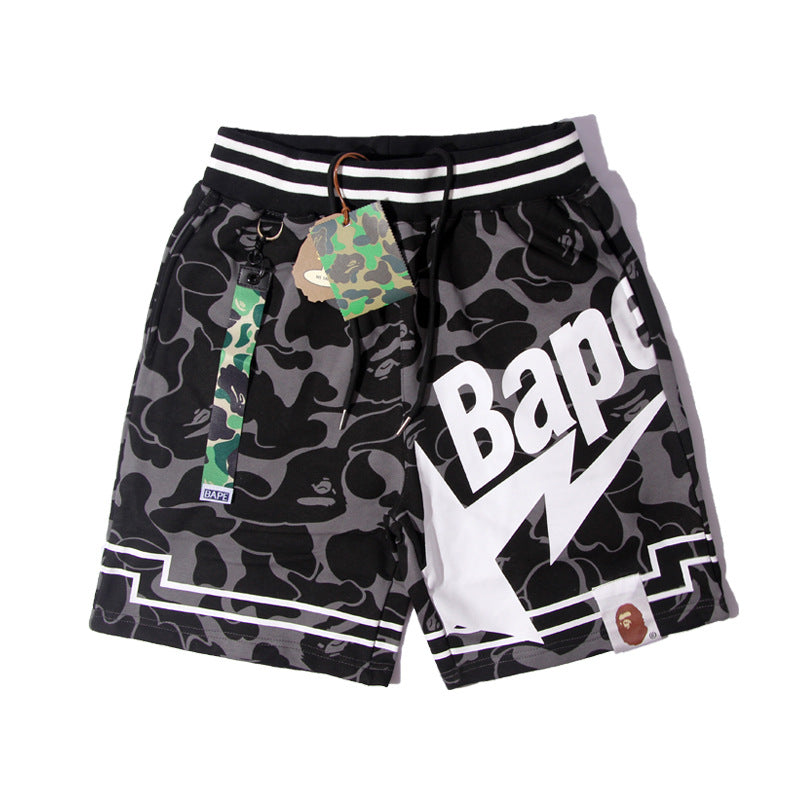 Bathing Shark print Shorts camouflage alphabet shark shorts men cotton terry lightning