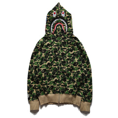 Bathing Shark print Hoodie Camouflage Alphabet Embroidery Shark Hooded