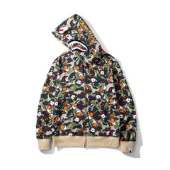 Bathing Shark print Hoodie Full Print Hello Kitty Cardigan Zipper