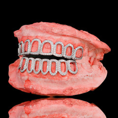 Grillz Hip-Hop Rock Hip Hop Braces Real Gold Plated 8-tooth Hollow Filled Diamond Cross-Border HIPHOP Braces Halloween Hip Hop Ornaments