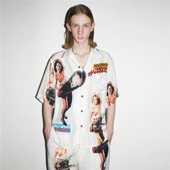 GUILTYPARTIES TIGER Shirts 23SS CHAINSAW Chainsaw Horror Hawaiian Short Sleeve Shirt Men
