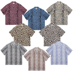 GUILTYPARTIES TIGER Shirts 23SS LEOPARD OPEN Leopard print Hawaiian short-sleeved shirt men