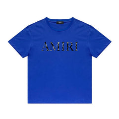 Amiri T Shirt Lettered Casual Hip Hop High Street round Neck Short Sleeve T-shirt