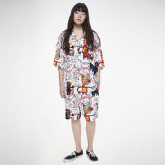 GUILTYPARTIES TIGER Shirts 23SS BASQUIAT Basquiat, Hawaiian Short Sleeve Shirt Men