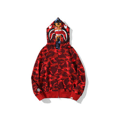 Bathing Shark print Hoodie Camouflage Shark Tiger Head Double Hat Sweater