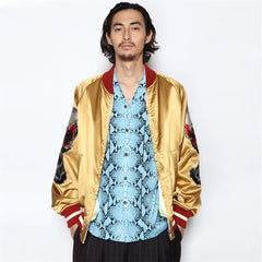GUILTYPARTIES TIGER Shirts PYTHON OPEN COLLAR SHIRT Snake Rayon Short Sleeve Shirt