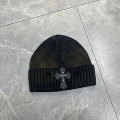 CHH  Heart Beanie Frayed Knitted Hat Korean Version Simple Warm Ear Protector Wool Hat