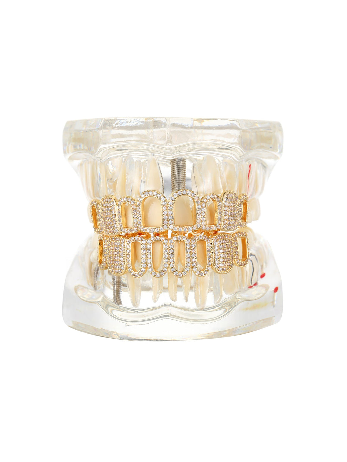 Grillz Hip-Hop Rock Hip Hop Singer Braces Real Gold Plated Hollow Teeth Filled with Diamonds Cross Border HIPHOP Braces Halloween Hip Hop Ornaments
