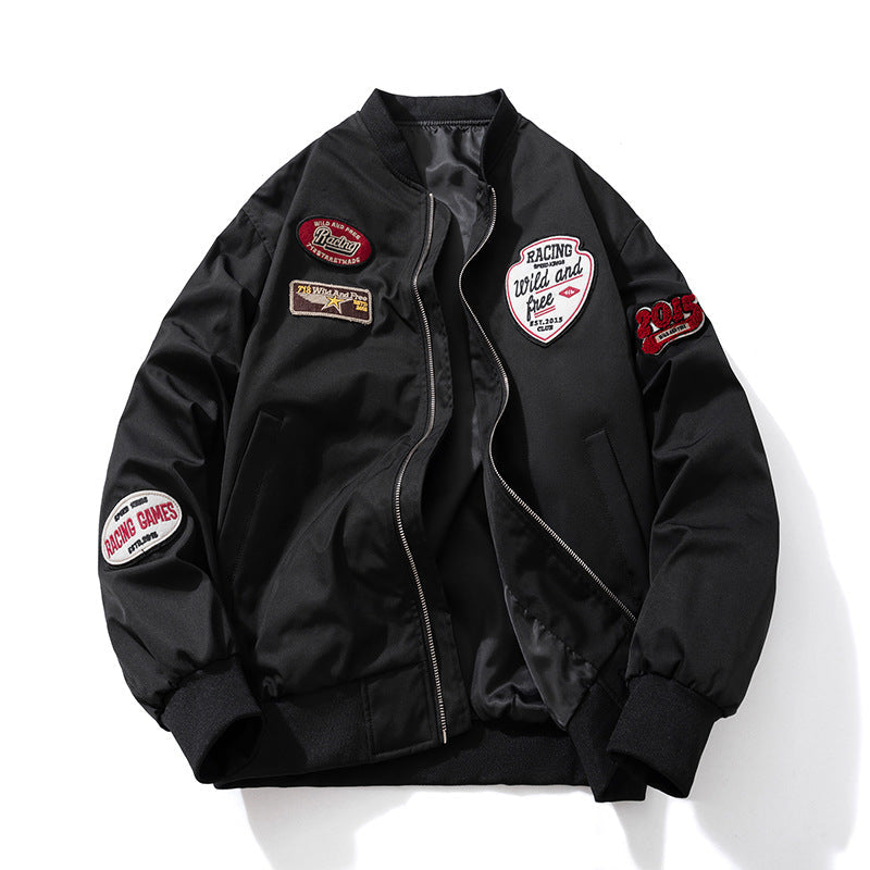 Men Vintage Jackets Vintage Towel Fleece Embroidered Jacket Baseball Suit Flight Suit