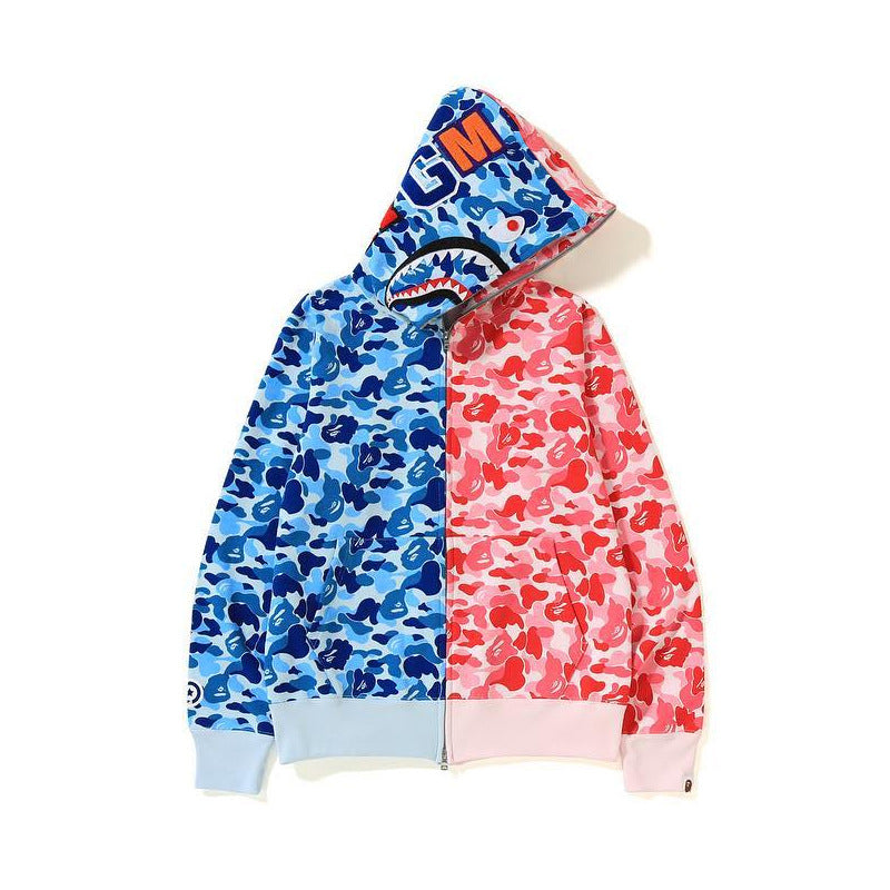 Bathing Shark print Hoodie Shark Stitching Sweater Men's Cardigan