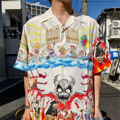 GUILTYPARTIES TIGER Shirts Anniversary Limited Ghost Graffiti Devil Angel Hawaiian Short Sleeve Shirt Men