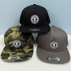 Bathing Shark print Hat Embroidered Round Label Baseball Cap Hard Top Street Hip Hop Flat Edge Cap