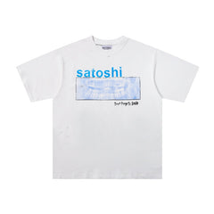 SATOSHI T Shirts High-quality pure cotton trendy unisex heavyweight loose fit fashionable and versatile