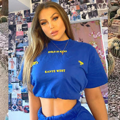 Mens T-shirt Vintage American-style Kanye Jesus Is King High-Street Oversized Drop-Shoulder Tee with Puffed Lettering (FOG Style)