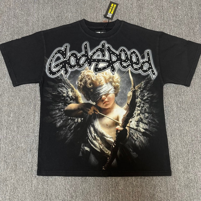 Godspeed T Shirts 100% pure cotton 260g fabric Streetwear fashion Rhinestone