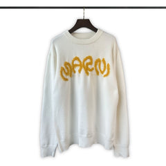 RHUDE knit sweater Plush‑Finish Distorted Arch Script Solid‑Tone Relaxed‑Fit Knitwear