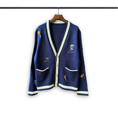 Casablanca knit sweater Navy Embroidered V-Neck Knit Cardigan