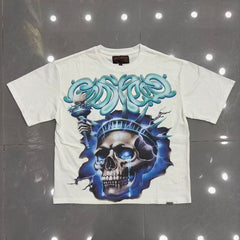 Godspeed T Shirts Lightning Liberty Skull Washed Graphic Top