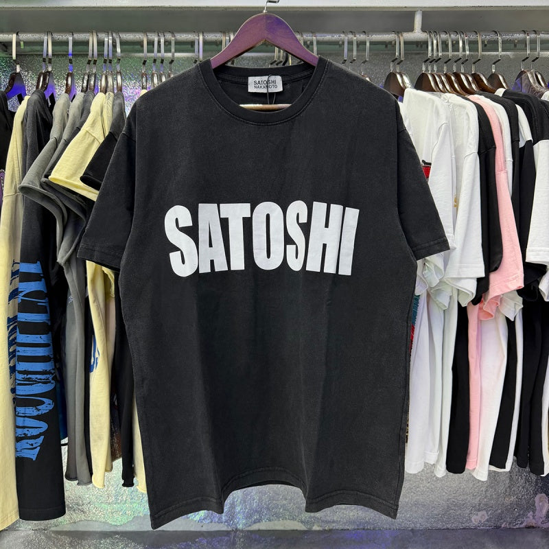 Satoshi Nakamoto T Shirts Jumbo Font Classic Letters