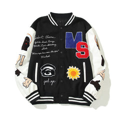 American-style baseball Leather Sleeve God Eye Graphic Oversized Saint Michael x Fear of God Autumn/Winter Vintage-Style Baseball Jacket (Unisex)