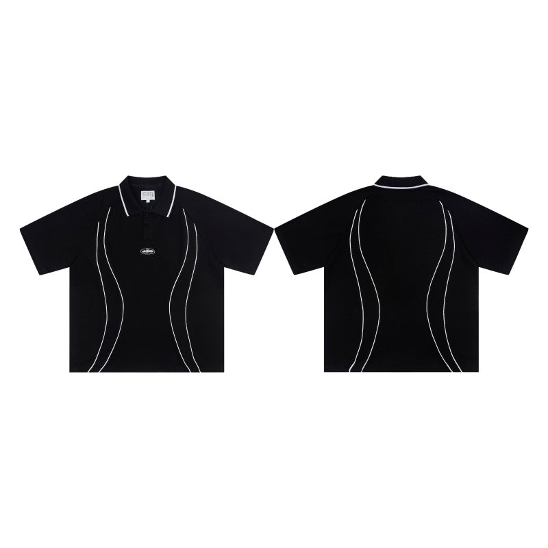 CORTEIZ Polo shirt Black Vintage Loose Fit Sporty Piping Polo – Streetwear Edition
