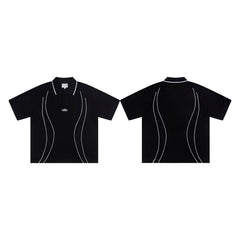 CORTEIZ Polo shirt Black Vintage Loose Fit Sporty Piping Polo – Streetwear Edition