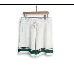 Casablanca knitted short-sleeved sweater Contrast Green‑White Stripe Knit Set Chest Badge