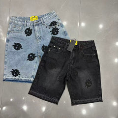 Godspeed Shorts Rivet Decor Dark Fade Graphic Denim Bottoms