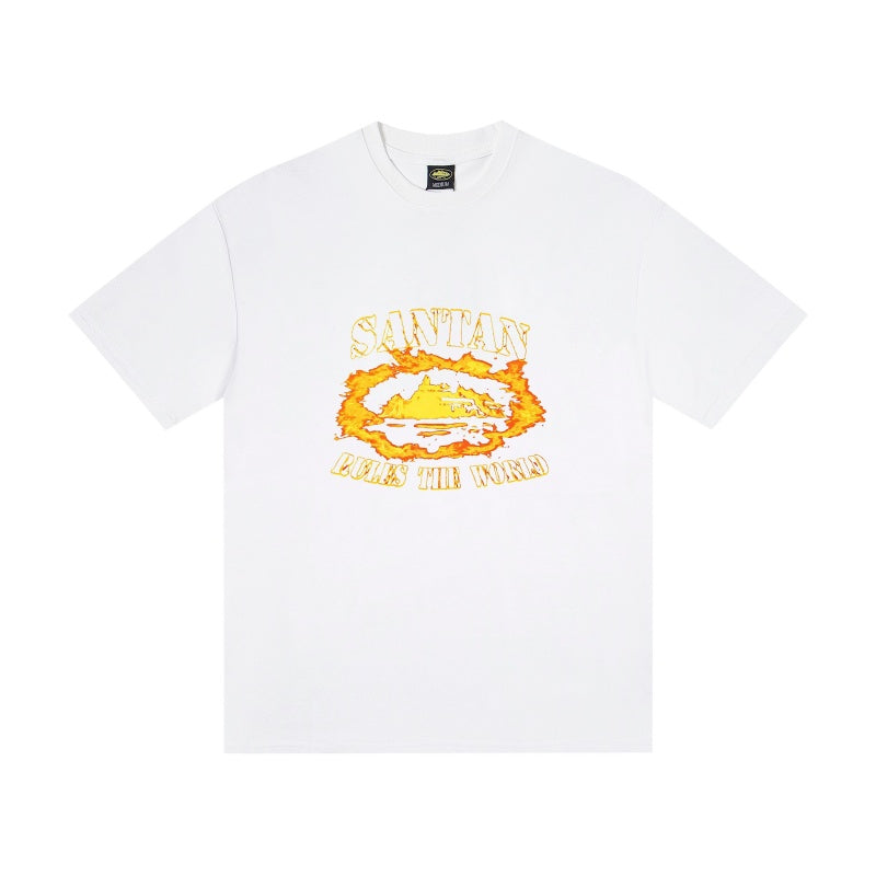 CORTEIZ T-shirt Y2K Flaming Alcatraz Rules The World Printed Oversized Tee