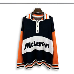 RHUDE knit sweater Motorsport Inspired Striped Cuff Letter Jacquard Knit Top
