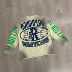 Roughplay Long sleeved shirt SoulBoy 2026 SS Latest Release: Pure Cotton, Washed & Distressed Finish with Direct-Print and Rhinestone Embellishments.
