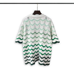 Casablanca knitted short-sleeved sweater Ombre Wave‑Pattern Knit Matching Outfit