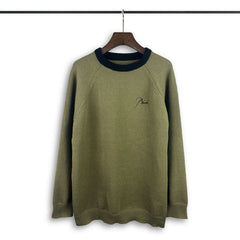 RHUDE knit sweater Two‑Tone Crewneck Raglan Knit With Front‑Back Calligraphy Graphic