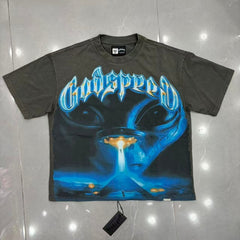 Godspeed T Shirts Cosmic Alien Face Washed Vintage Blouse