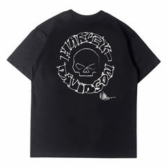 Mens T-shirt Vintage American-style Biker-style Harley hand-painted skull
