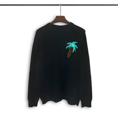 Palm Angel Knit Sweater Small Tropical Palm Accent Contrast‑Color Crewneck Knit Top