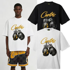 CORTEIZ T-shirt Y2K Boxing Gloves Printed Oversized Streetwear Tee
