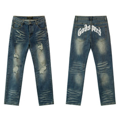 GODSPEED Jeans Denim Godspeed Arch Graphic Oversized Distressed Straight Pants