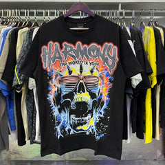 Harmony T Shirts Rhinestone skull wearing sunglasses