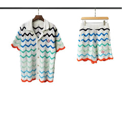 Casablanca knitted short-sleeved sweater Wavy Chevron Stripe Knit Two‑Piece Co‑ord Set