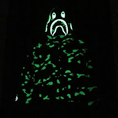Bathing Shark print Hoodie shark head black and white luminous color matching sweater