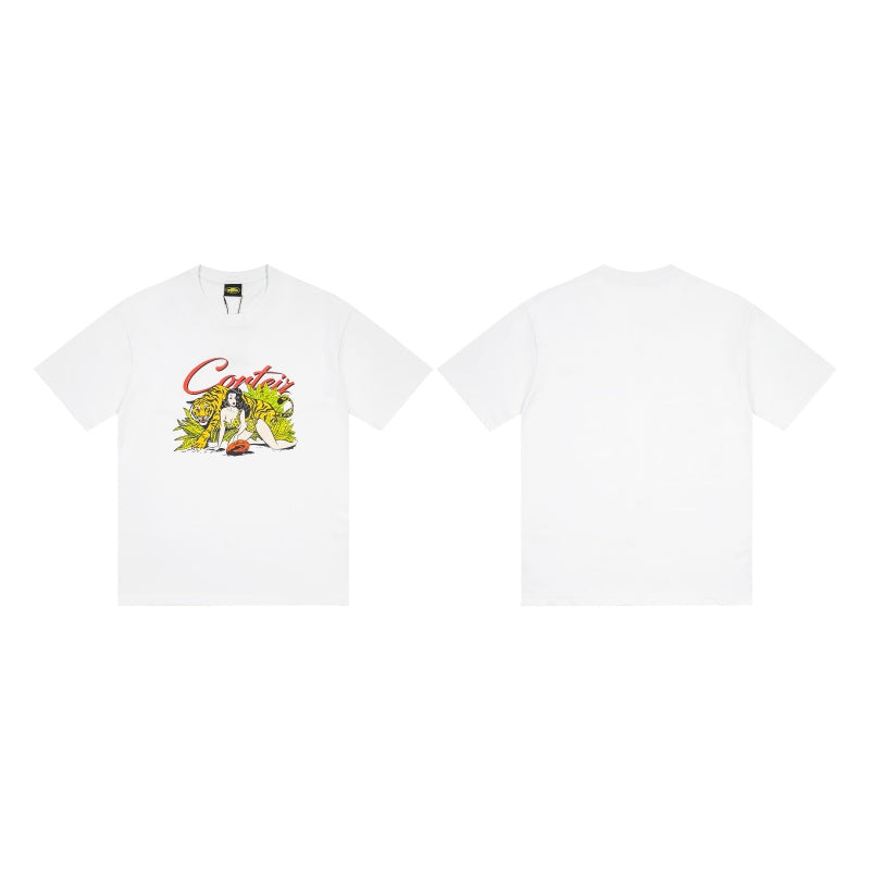 CORTEIZ T-shirt Y2K Heavyweight Retro Leopard Girl Printed Oversized Streetwear T-Shirt