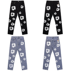 DENIM TEARS Jeans Denim All-Over Flower Wreath Graphic Oversized Straight Cut Pants