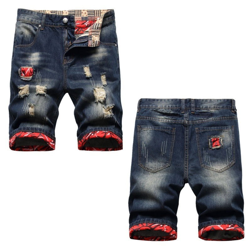Denim shorts High-quality trendy casual pure cotton Non-stretch plus-size men's clothing